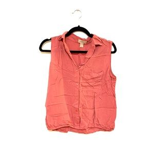 LOFT Coral Button-Up Tank | S petite
